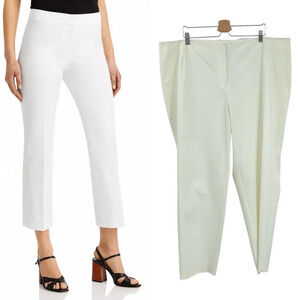 Lafayette 148 New York Manhattan Cropped Pants White Plus Size‎ 24W